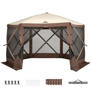 Instahut Gazebo Pop Up Tent 3.6x3.6m Outdoor Marquee Camping Screen Mesh with Curtain Net
