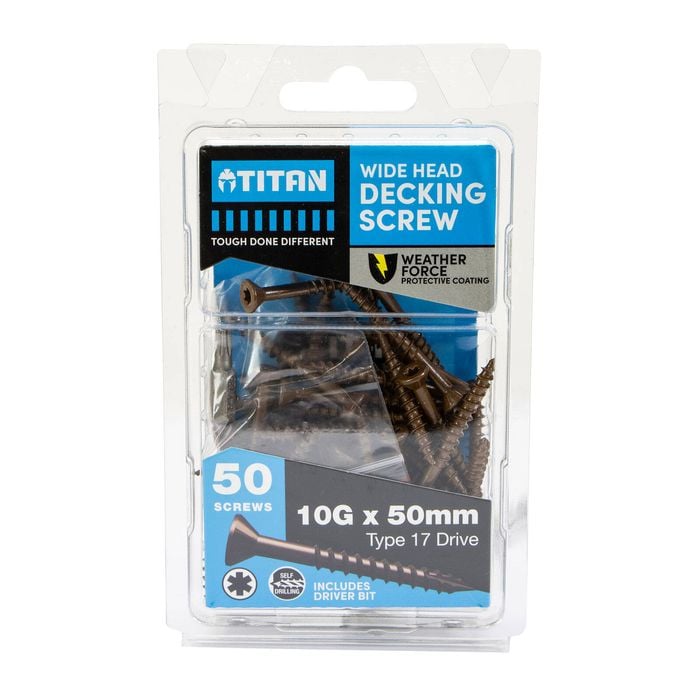Titan 10G x 50mm Weather Force Wide Head Decking Screw - Pack of 50