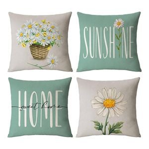 Catzon 4 Pcs Sunflower Throw Pillow Covers Summer Porch Home Decor 50X50cm-Set 8