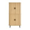 Design Square Galene Tall 4-Doors Storage Cupboard Display Cabinet Slat Oak