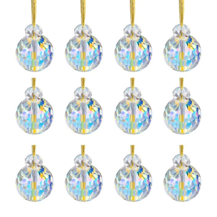 P&P AB Color Crystal Prism Christmas Balls 12pcs Tree Ornaments