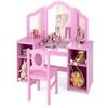 Costway 2-in-1 Kids Vanity Table And Chair Set Study Desk With Mirror Pink