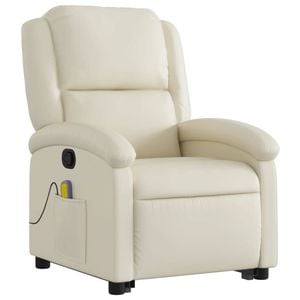 vidaXL Stand up Massage Recliner Chair Armchair Single Sofa Cream Faux Leather
