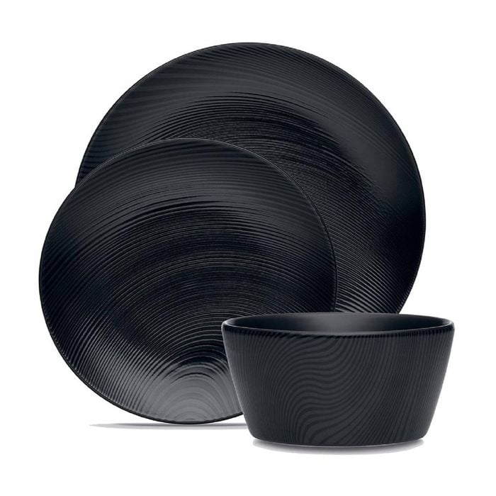 Noritake Black On Black Dune 12 Piece Dinner Setting For 4