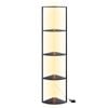 Ufurniture 5-Tier Corner Display Shelf 162cm Storgae Shelf w/ LED Floor Lamp Corner Bookshelf Black
