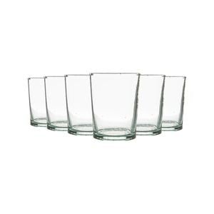 Meknes 215ml Glass Tumblers - Hand-Blown Moroccan Recycled Whisky Water Drinking Glasses - Clear Glass - Set of 6