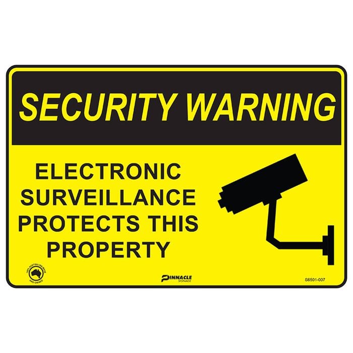 Pinnacle 300 x 200mm Poly Security Warning Electronic Surveillance Sign