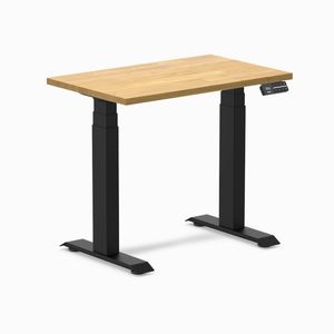Desky Dual Mini Rubberwood Sit Stand Desk Matte Black Frame 80cm - Light Oak