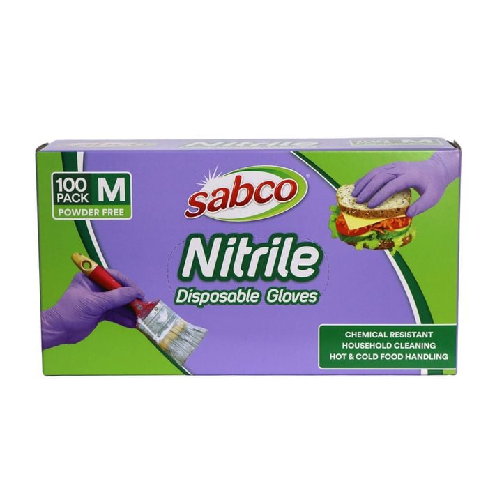 Sabco Medium Purple Nitrile Disposable Gloves 100 Pack 