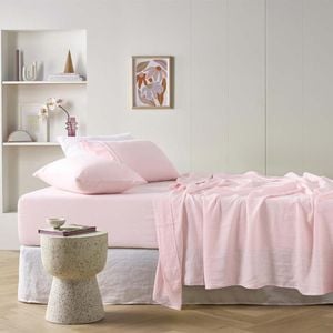 Vintage Design Homewares King Blush  French Linen Sheet Set