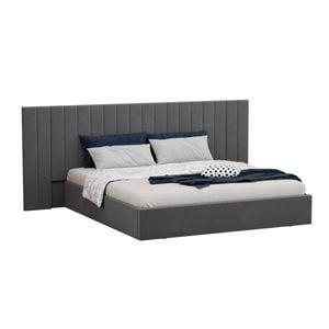 Oikiture King Bed Frame Gas Lift Base With Storage Oversized Headboard Velvet