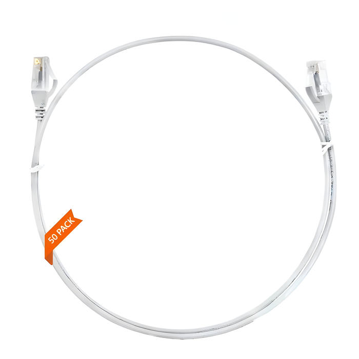 4Cabling 1.5m White CAT6 Ultra Thin LSZH Ethernet Network Cable - 50 Pack