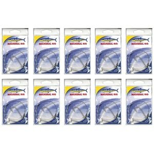 10x Wilson Mackerel Fishing Rig 3x4/0 Hook-Setup - 30lb Multi Strand Wire