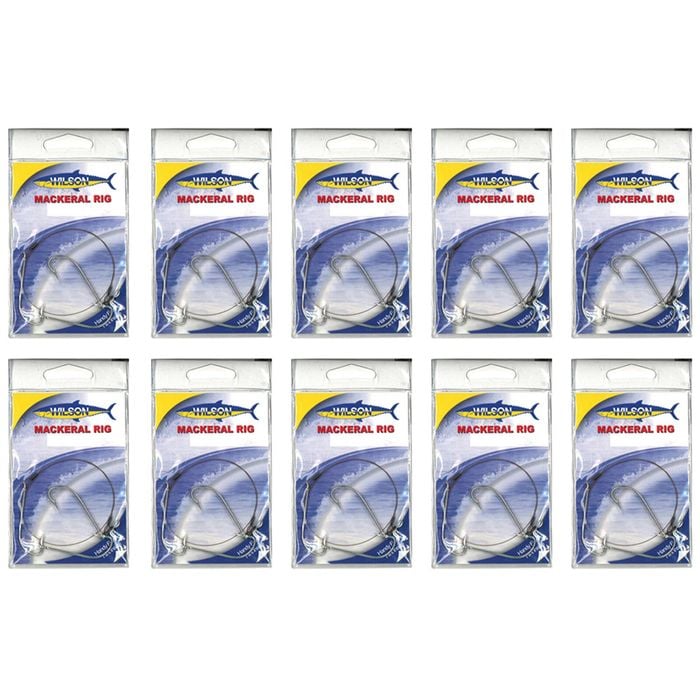 10x Wilson Mackerel Fishing Rig 3x4/0 Hook-Setup - 30lb Multi Strand Wire -  Bunnings Australia