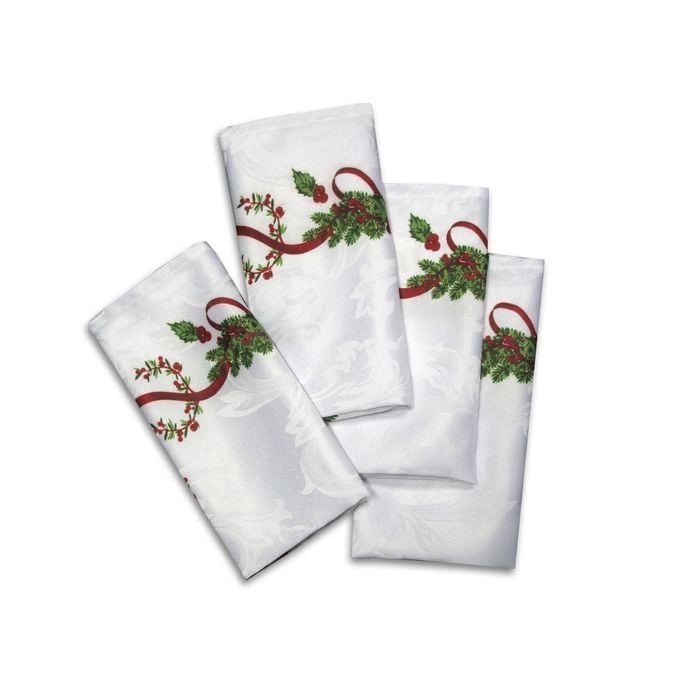 Set of 4 Ornate Christmas Xmas Festival Jacquard Napkins 45 x 45 cm