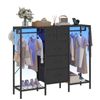 Ufurniture Chest of Drawers with LED Lights & 5 Fabric Drawers and 2 Clothes Rack Garment Coat Hanging Rail Black