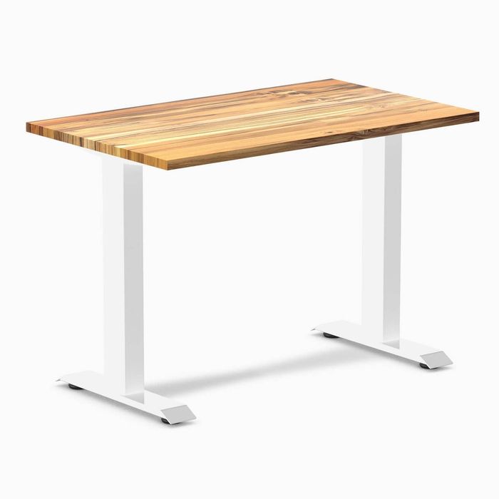 Desky Fixed Height Mini Hardwood Office Desk White Frame 100cm