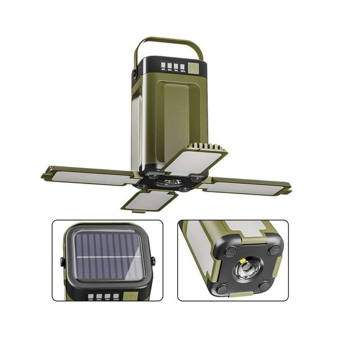 Solar Camping Lantern With Power Bank Ipx4 Waterproof Recharge Via Sunlight Or Usb Cable