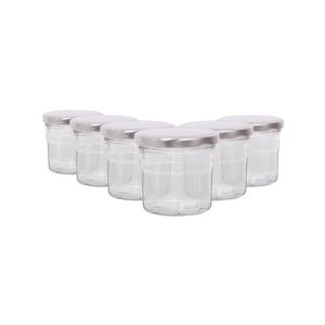 Argon Tableware 130ml Glass Jam Jars With Airtight Silver Lids - Set Of 6 Empty Screw Top Kitchen Storage Preserving Jar