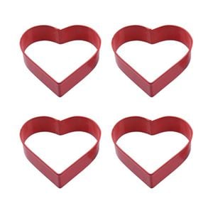 4x R&m Heart Cookie Cutter Polyresin Coated Steel Biscuit Baking Mould 8cm Red