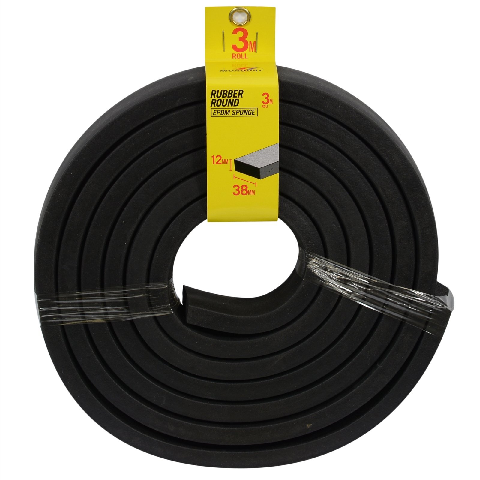 Moroday 12 x 38mm x 3m Black Rubber Rectangle EPDM Sponge product image