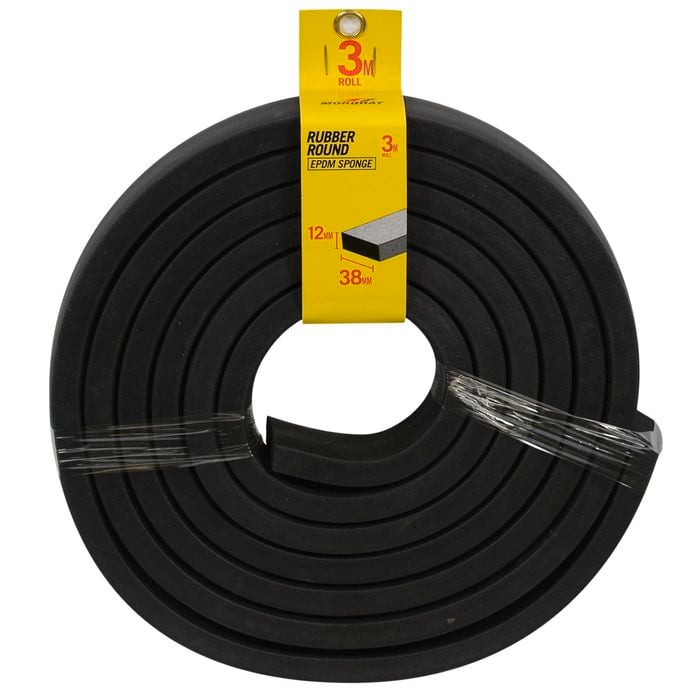 Moroday 12 x 38mm x 3m Black Rubber Rectangle EPDM Sponge