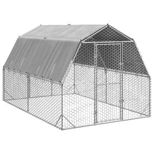 vidaXL Chicken Run with Roof 2.5x4x2.25 m Galvanised Steel walk-in chicken run