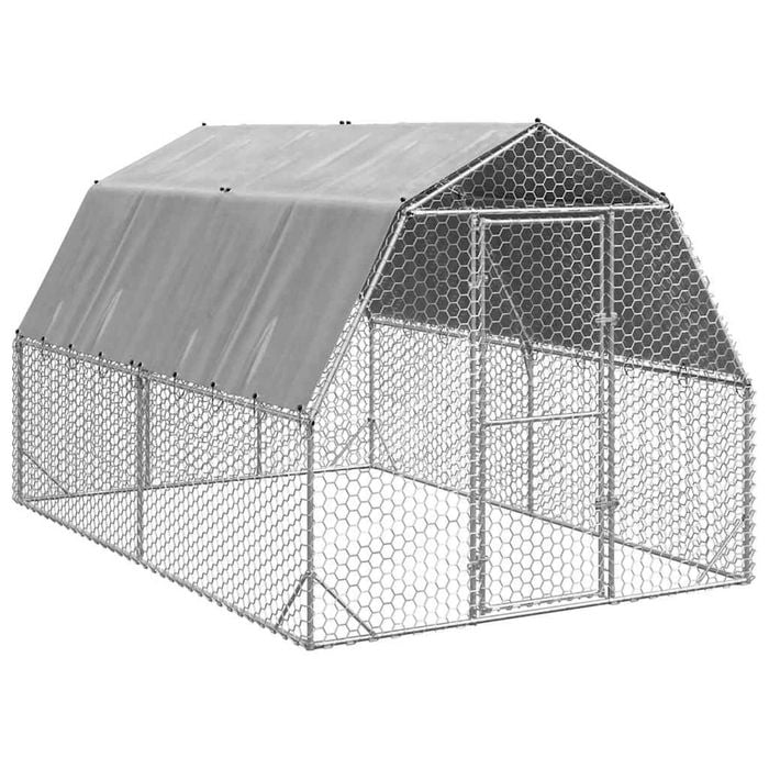 vidaXL Chicken Run with Roof 2.5x4x2.25 m Galvanised Steel walk-in chicken run