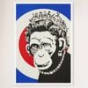 Galrie Banksy Monkey Queen Art Print Iconic 2003 Masterpiece, White Frame, A0 84 x 119cm (33 x 47inch)