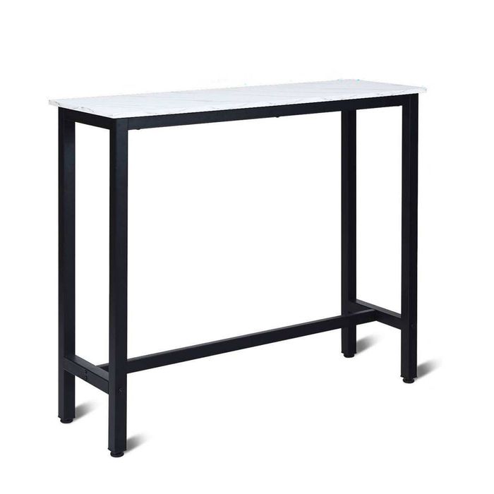 Costway High Bar Table Metal Frame Dining Table Cafe Kitchen White