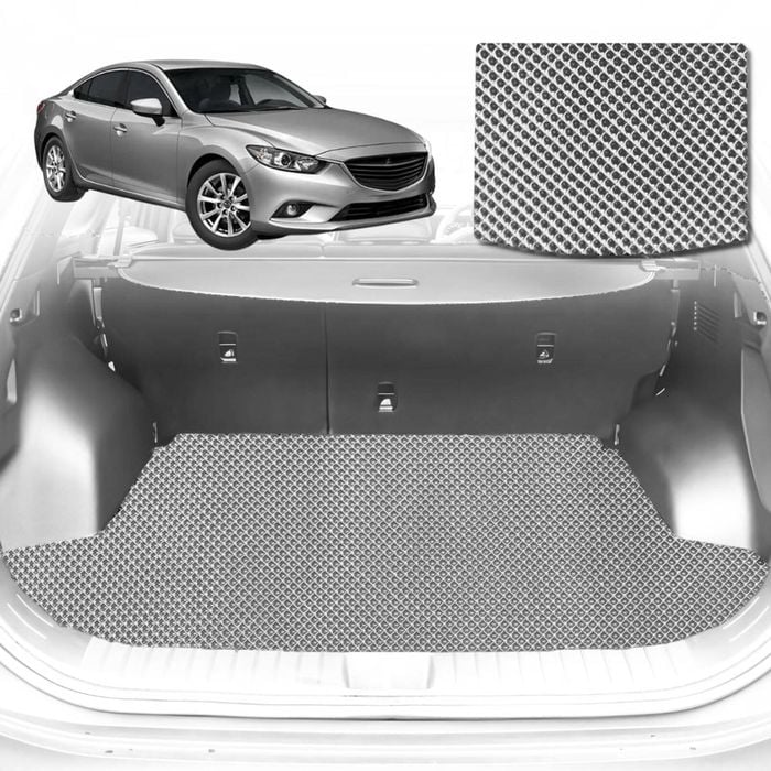 6D Diamond Car Boot Mat for Mazda 6 (GH)2008-2012-Hatch-Cargo Mat-Grey-Outback GT
