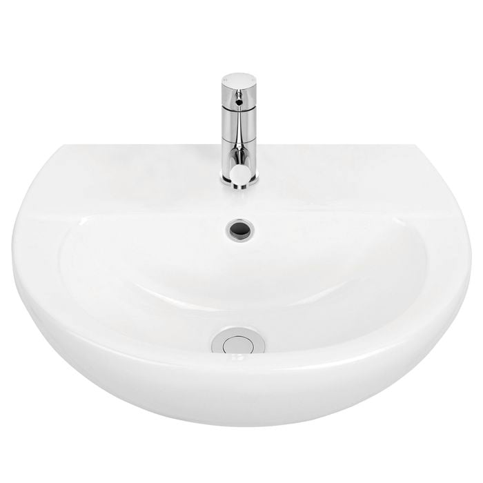 Stylus 450mm White Venecia Wall Basin With 1 Tap Hole