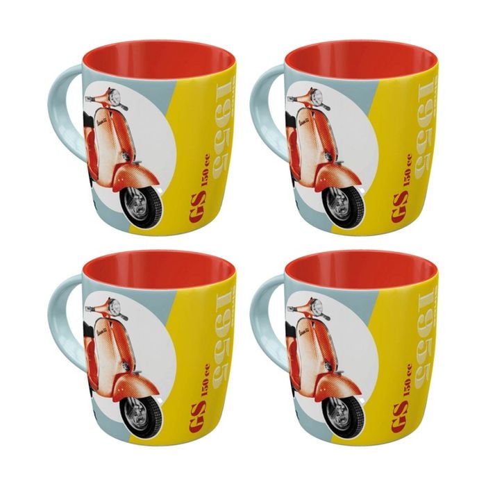 4x Nostalgic-art Coffee Ceramic Mug Retro Vespa Scooter Design 330ml