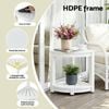Homfurn 2-in-1 Outdoor Side Table & Shower Stool – Hdpe Corner Bench With Storage Shelf, 150kg Capacity, White