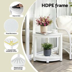 Homfurn 2-in-1 Outdoor Side Table & Shower Stool – Hdpe Corner Bench With Storage Shelf, 150kg Capacity, White