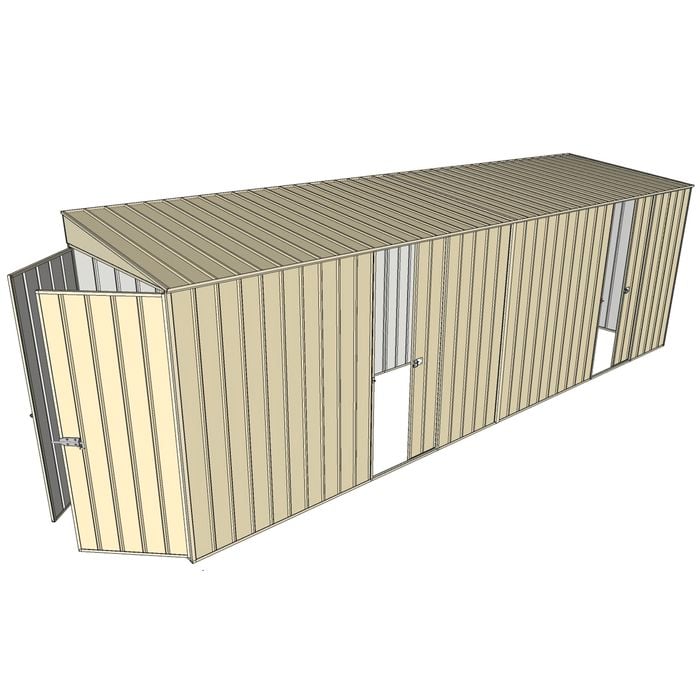 Build-a-Shed 1.5 x 6 x 2m Dual Sliding Side Door Skillion Shed - Cream