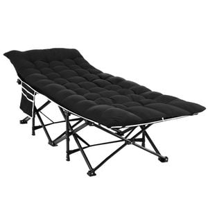 Artiss Folding Bed With Mattress Camping Cot Portable Black 185CM
