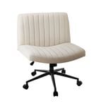 Oikiture Armless Office Desk Chair Linen Beige