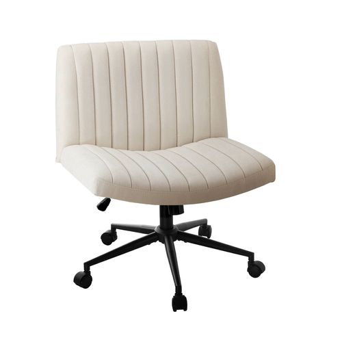 Oikiture Mid Back Armless Office Desk Chair Wide Seat with Wheels Linen Beige Bunnings Australia