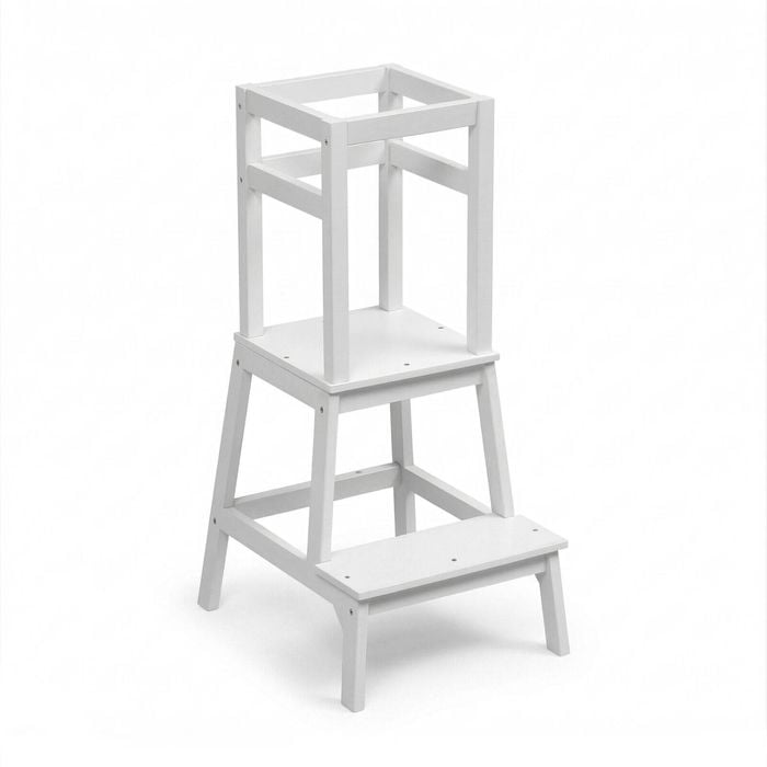 Nubicasa Kitchen Step Stool For 18+ Months, Learning Tower W/ Safety Rail White