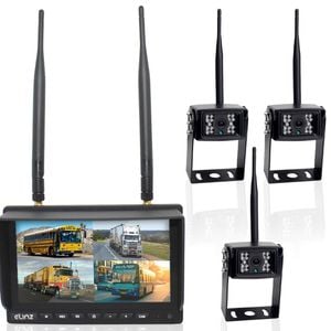 Elinz Wireless 7" Quad Monitor DVR 3x Reversing Camera Package
