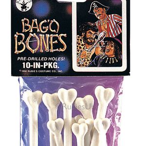Rubies Halloween Bones Decor Pack 10 Moulded Plastic Props Hang String - White