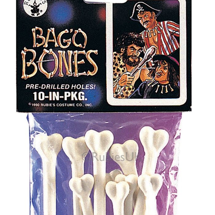 Rubies Halloween Bones Decor Pack 10 Moulded Plastic Props Hang String - White