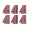 6x2pc Cdsi Essential Terry Towel Check Cotton Absorbent Durable Red 45x65cm