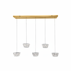 Element Lighting ONANA 5 Light Crystal Pendant Tri-colour LED (Gold)