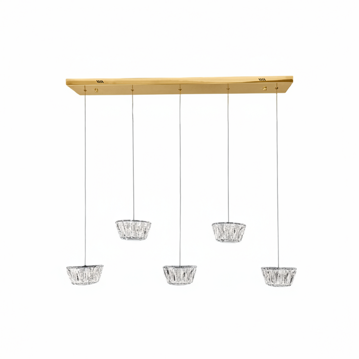 ONANA 5 Light Crystal Pendant Tri-colour LED (Gold)