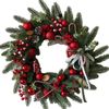 Lifebay Christmas Wreath with Red Berries and Pine Cones