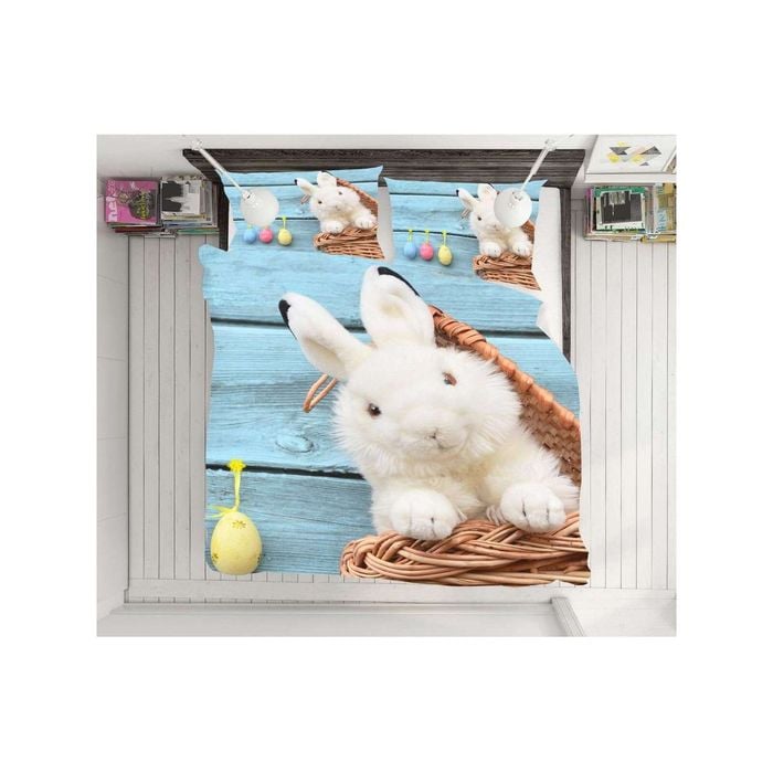 3D Cute Rabbit Basket 012 Bed Pillowcases Quilt Queen Size