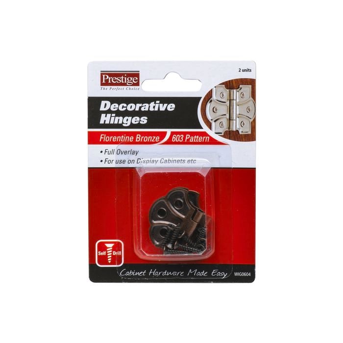 Prestige 35mm Florentine Bronze Decorative Butt Hinges - 2 Pack