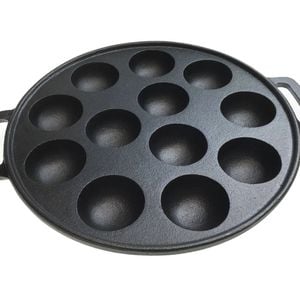 12 Dimple Cast Iron Poffertjes Mini Dutch Pancake Cake Pan with Handles Maker